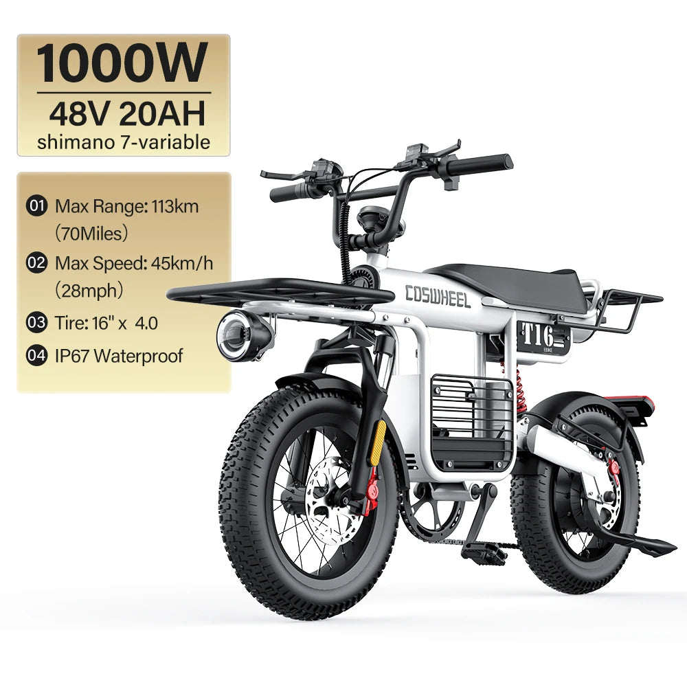 Electric Bike CT20S 2000W Motorcyle Drit Bike Ebike 20 Inch Fat Tire Bicycle 60V 27.5AH Bikes Adult Electric Bicycle