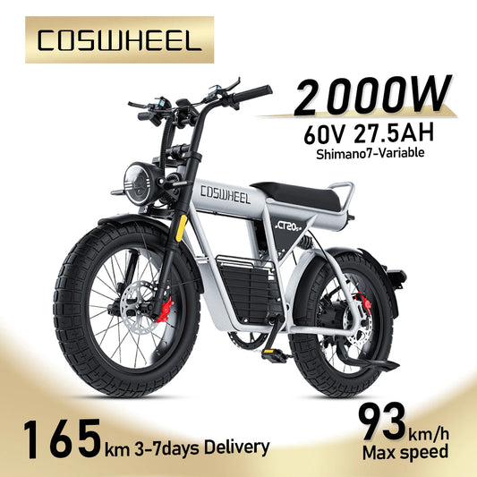 Electric Bike CT20S 2000W Motorcyle Drit Bike Ebike 20 Inch Fat Tire Bicycle 60V 27.5AH Bikes Adult Electric Bicycle