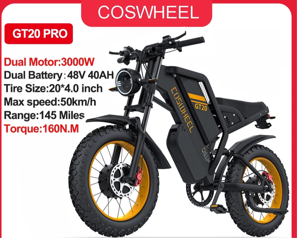 GT20 Pro Dual Motor 3000W 48V 40AH Electric Bike