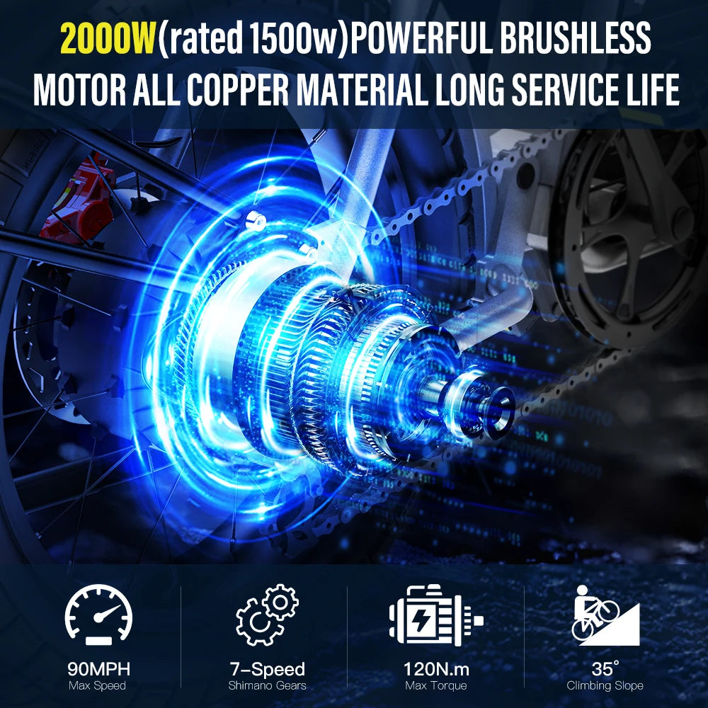 Electric Bike CT20S 2000W Motorcyle Drit Bike Ebike 20 Inch Fat Tire Bicycle 60V 27.5AH Bikes Adult Electric Bicycle